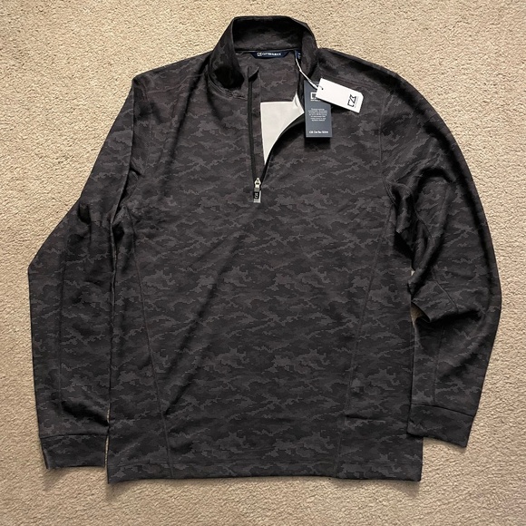 Cutter & Buck Traverse Camo Print Stretch Quarter Zip Mens Pullover - Picture 1 of 8